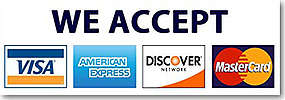 We Accept Most Credit Cards